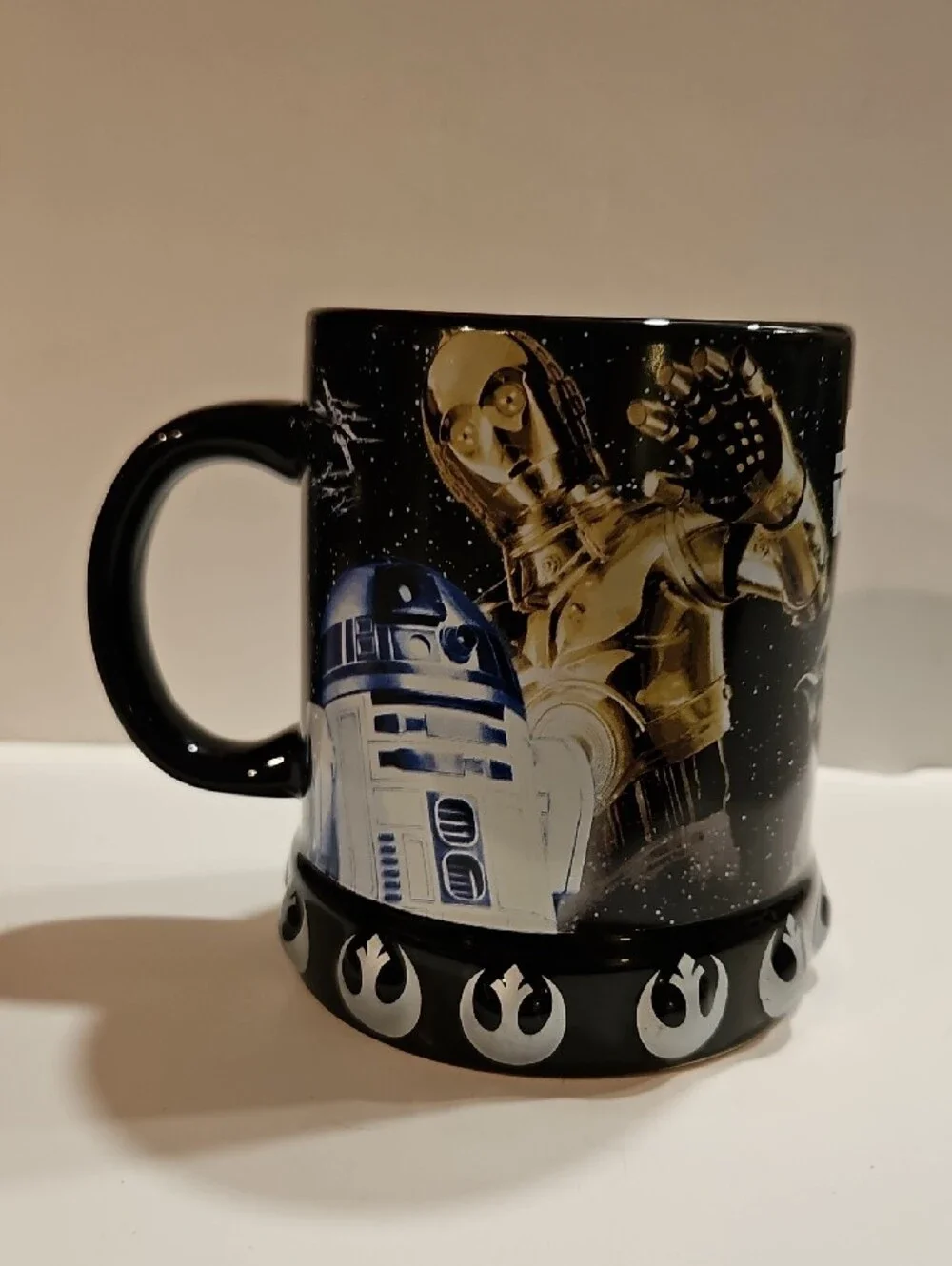 STAR WARS GALERIE FILM XL BLACK COFFEE MUG HAN SOLO, LUKE,YODA,R2D2,C3PO  24 Oz.